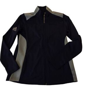 NWOT Adidas Womens Textured Mixed Media Full Zip Athletic Jacket Large